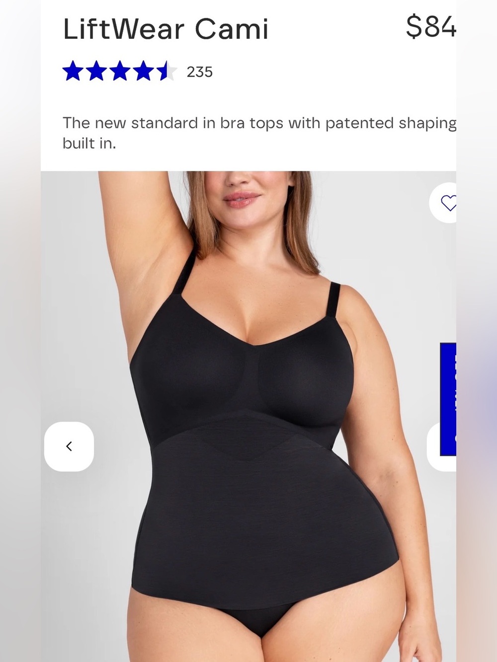 Honeylove LiftWear Cami XL Black NWOT